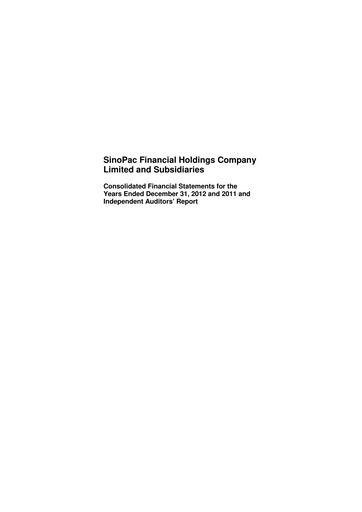 Thumbnail Sinopac Financial Holdings Financial Statement 2012
