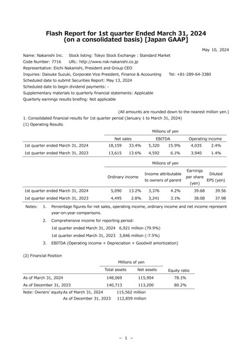 Thumbnail Nakanishi Quarterly Report 2024-q1