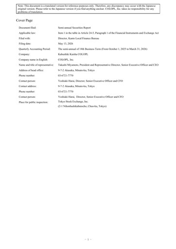 Miniature COLOPL Rapport semestriel 2026-h1