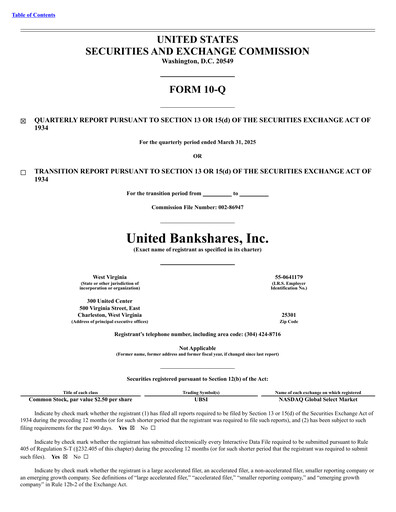 Miniature United Bankshares Rapport trimestriel 2025-q1