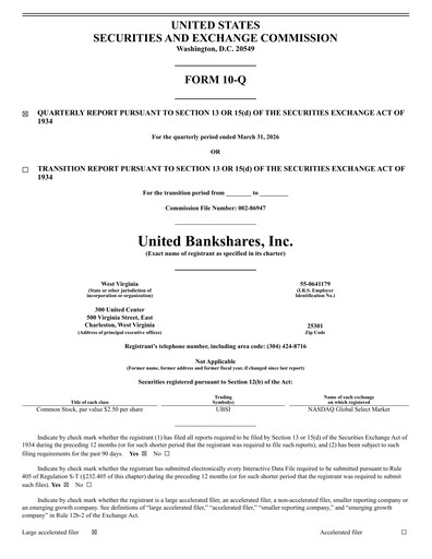 Miniature United Bankshares Rapport trimestriel 2026-q1