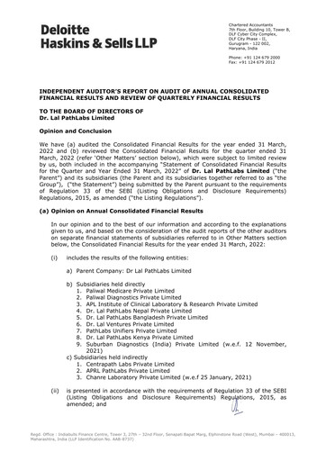 Miniature Dr Lal PathLabs
 Bilan financier 2021-2022