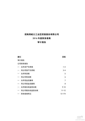 Vorschaubild China Merchants Shekou Industrial Zone Finanzmitteilung 2016