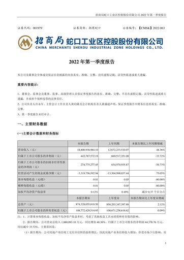 Vorschaubild China Merchants Shekou Industrial Zone Quartalsbericht 2022-q1