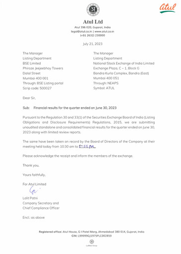 Miniature Atul Rapport trimestriel 2023-q1