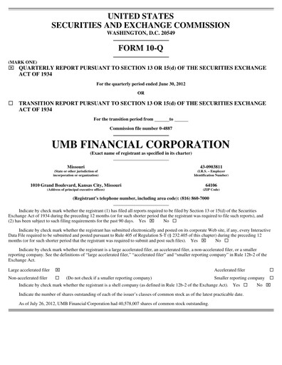 Vorschaubild UMB Financial Quartalsbericht 2012-q2