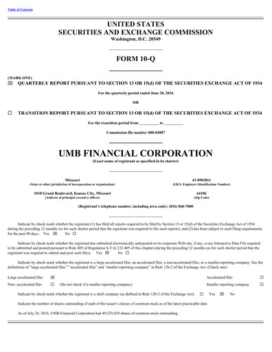 Vorschaubild UMB Financial Quartalsbericht 2016-q2