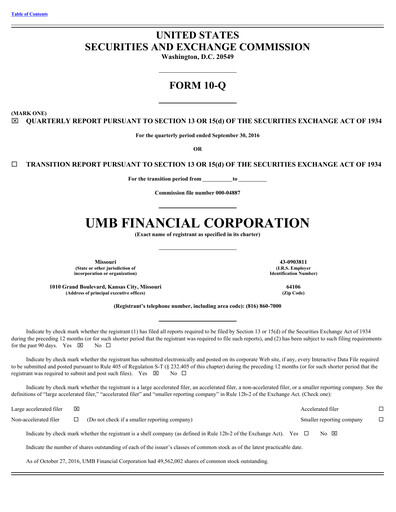 Vorschaubild UMB Financial Quartalsbericht 2016-q3