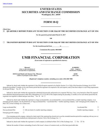 Vorschaubild UMB Financial Quartalsbericht 2017-q1