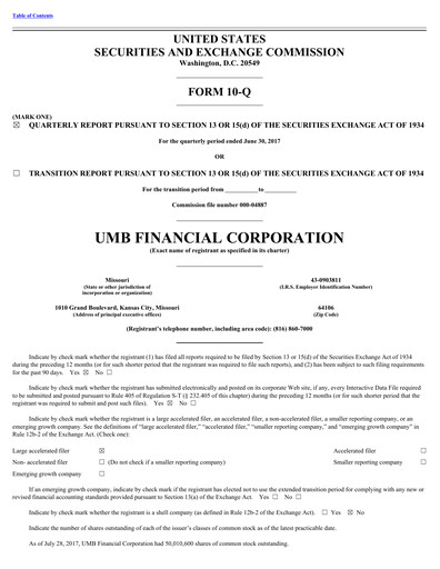 Vorschaubild UMB Financial Quartalsbericht 2017-q2