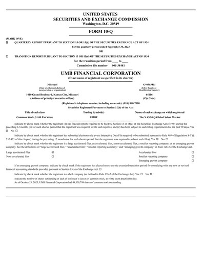 Thumbnail UMB Financial Quarterly Report 2023-q3