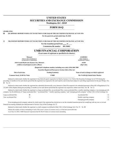 Thumbnail UMB Financial Quarterly Report 2024-q2
