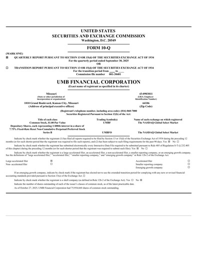 Thumbnail UMB Financial Quarterly Report 2025-q3