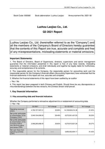 Thumbnail Luzhou Laojiao Quarterly Report 2021-q3