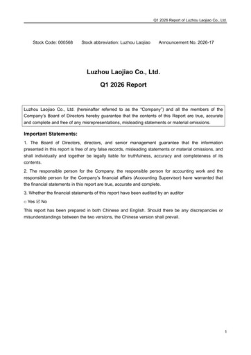 Thumbnail Luzhou Laojiao Quarterly Report 2026-q1