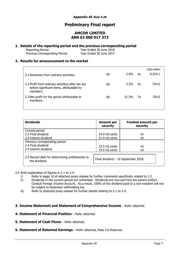 Thumbnail Amcor Financial Statement 2018