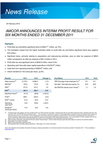 Thumbnail Amcor Half-year Report 2012-h1