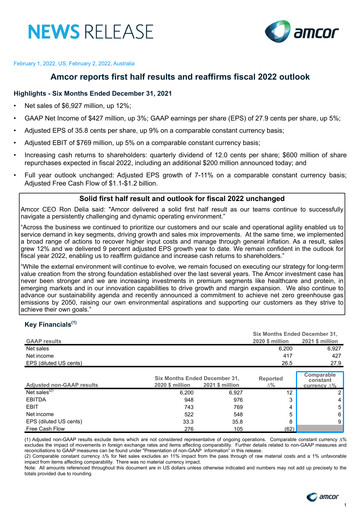 Thumbnail Amcor Half-year Report 2022-h1