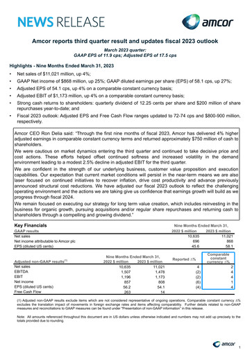 Thumbnail Amcor Quarterly Report 2023-q3
