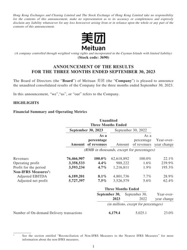 Thumbnail Meituan Financial Statement 2023-q3