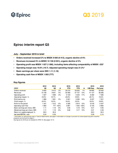 Thumbnail Epiroc Quarterly Report 2019-q3