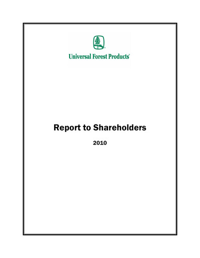 Thumbnail UFP Industries
 Annual Report 2010