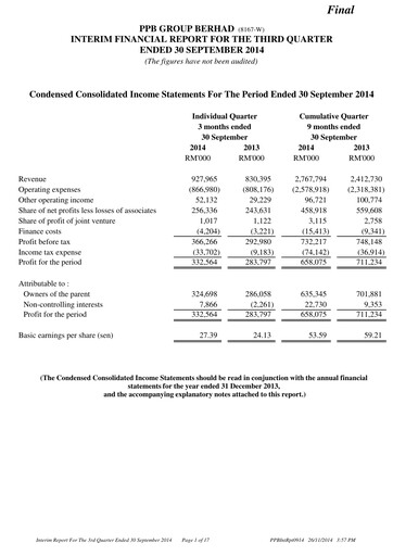 Thumbnail PPB Group Berhad Quarterly Report 2014-q3