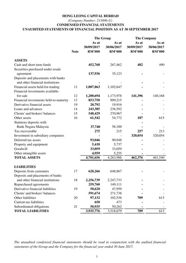 Thumbnail Hong Leong Capital Quarterly Report 2017-q3