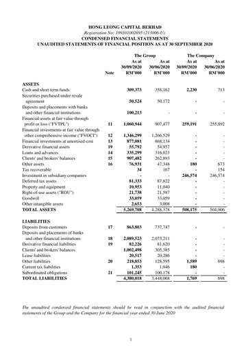 Thumbnail Hong Leong Capital Quarterly Report 2020-q3