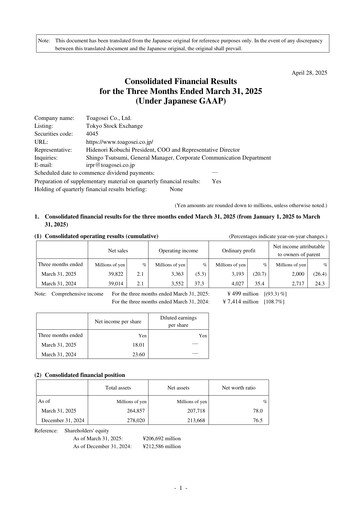 Thumbnail Toagosei Quarterly Report 2025-q1