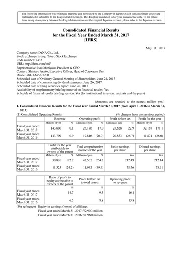 Thumbnail DeNA Financial Statement fy2016