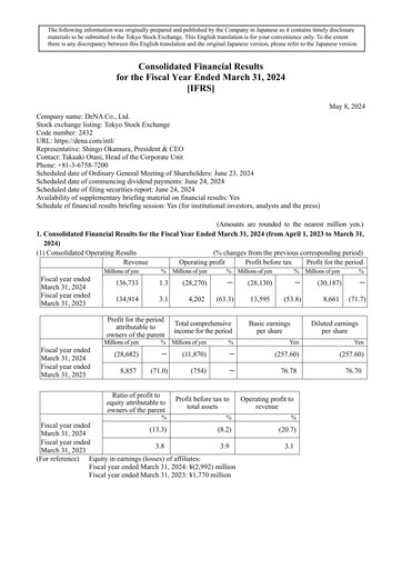 Thumbnail DeNA Financial Statement fy2023