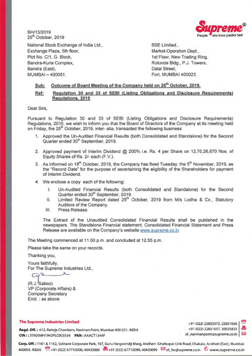 Thumbnail Supreme Industries
 Quarterly Report 2019-q2