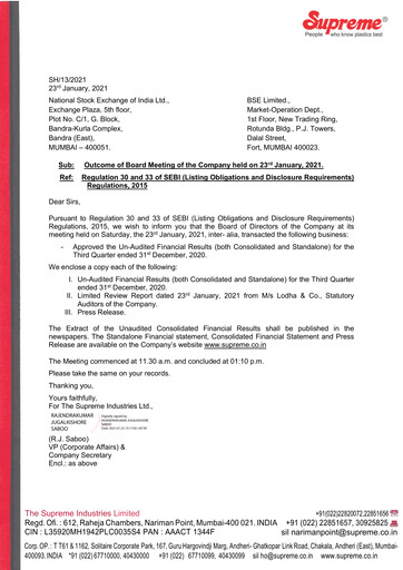 Thumbnail Supreme Industries
 Quarterly Report 2020-q3