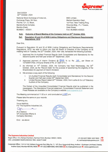 Thumbnail Supreme Industries
 Quarterly Report 2024-q2