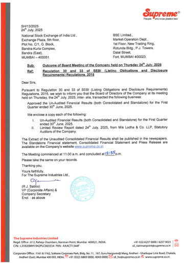 Thumbnail Supreme Industries
 Quarterly Report 2025-q1