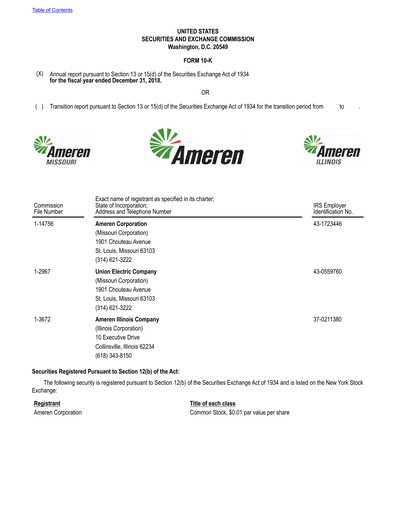 Thumbnail Ameren
 Financial Report 2018