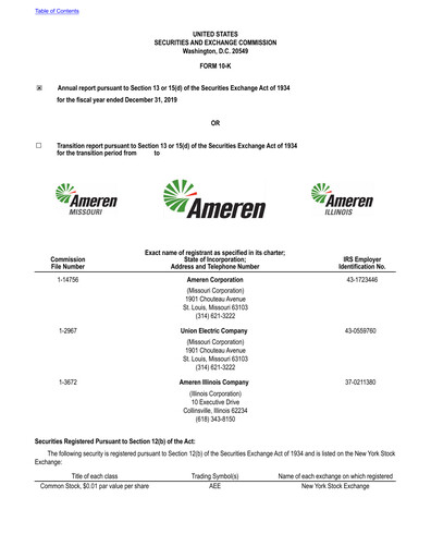 Thumbnail Ameren
 Financial Report 2019