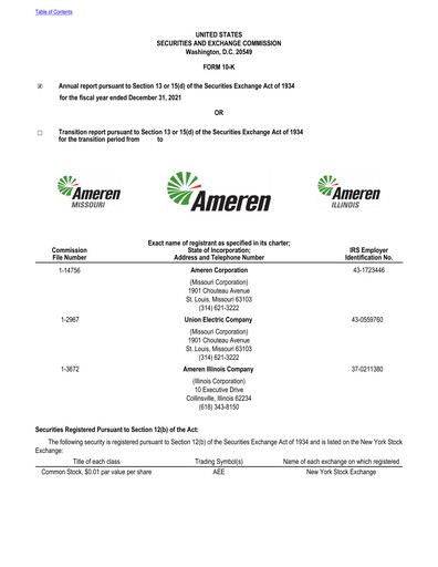 Thumbnail Ameren
 Financial Report 2021