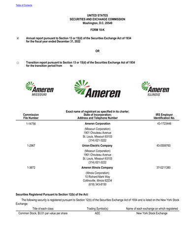 Thumbnail Ameren
 Financial Report 2022