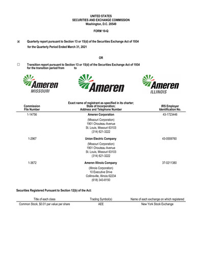 Vorschaubild Ameren
 Quartalsbericht 2021-q1