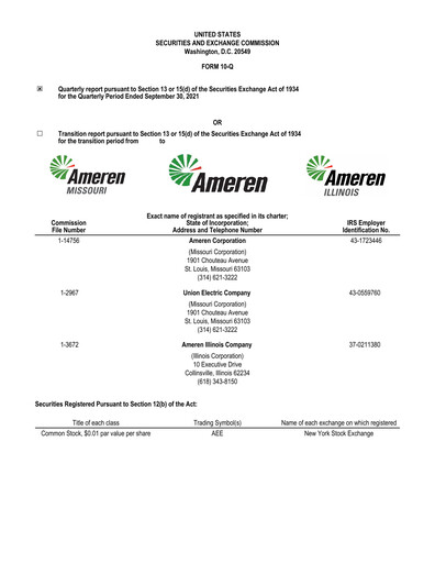Vorschaubild Ameren
 Quartalsbericht 2021-q3