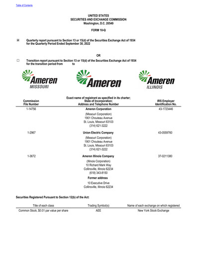 Vorschaubild Ameren
 Quartalsbericht 2022-q3