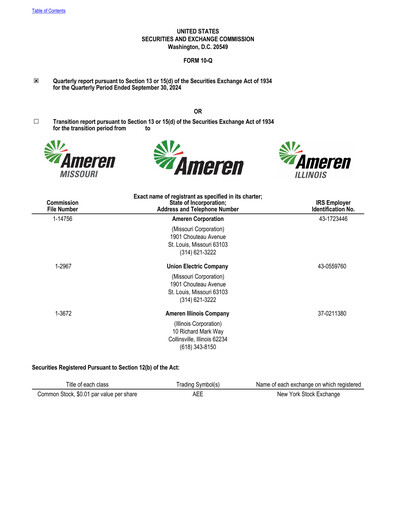 Vorschaubild Ameren
 Quartalsbericht 2024-q3