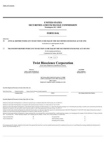 Thumbnail Twist Bioscience
 Annual Report 2022