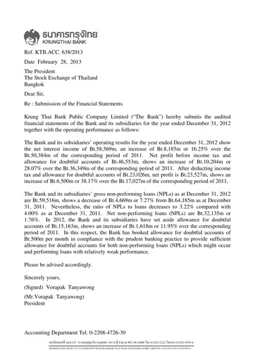 Thumbnail Krung Thai Bank Financial Statement 2012