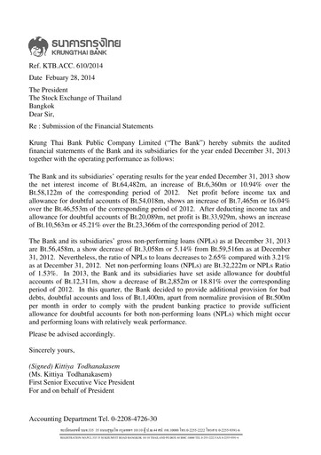 Thumbnail Krung Thai Bank Financial Statement 2013