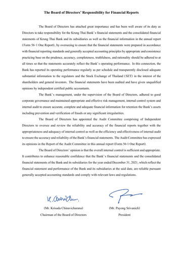 Miniature Krung Thai Bank Bilan financier 2021