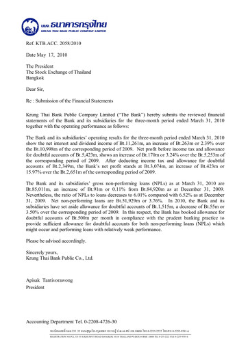 Thumbnail Krung Thai Bank Quarterly Report 2010-q1