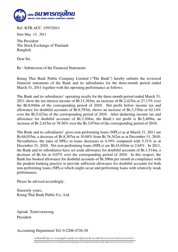 Thumbnail Krung Thai Bank Quarterly Report 2011-q1